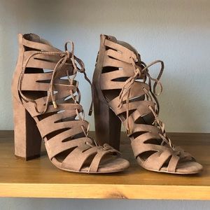 Nude strappy heels